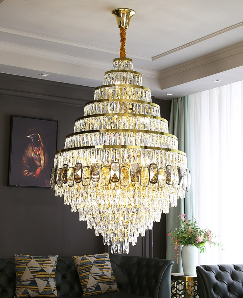 Crystal villa large chandelier for living room hotel lobby decoration lighting(WH-NC-97)