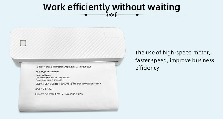 Advanced A4 Wireless Thermal Printer with Bluetooth Connection 5V / 2A Power Supply