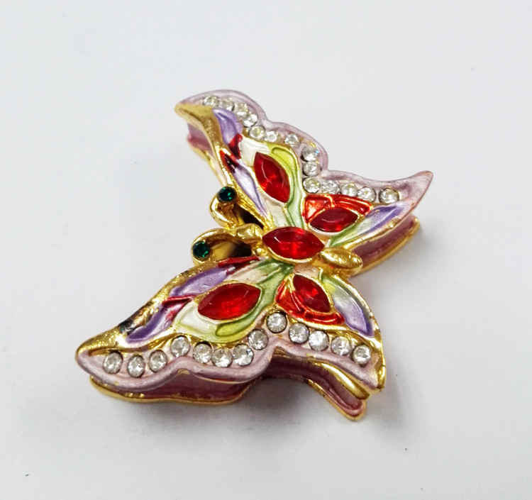 Fancy Small Butterfly Metal Alloy Jewelry Box Small Butterfly Trinket Box