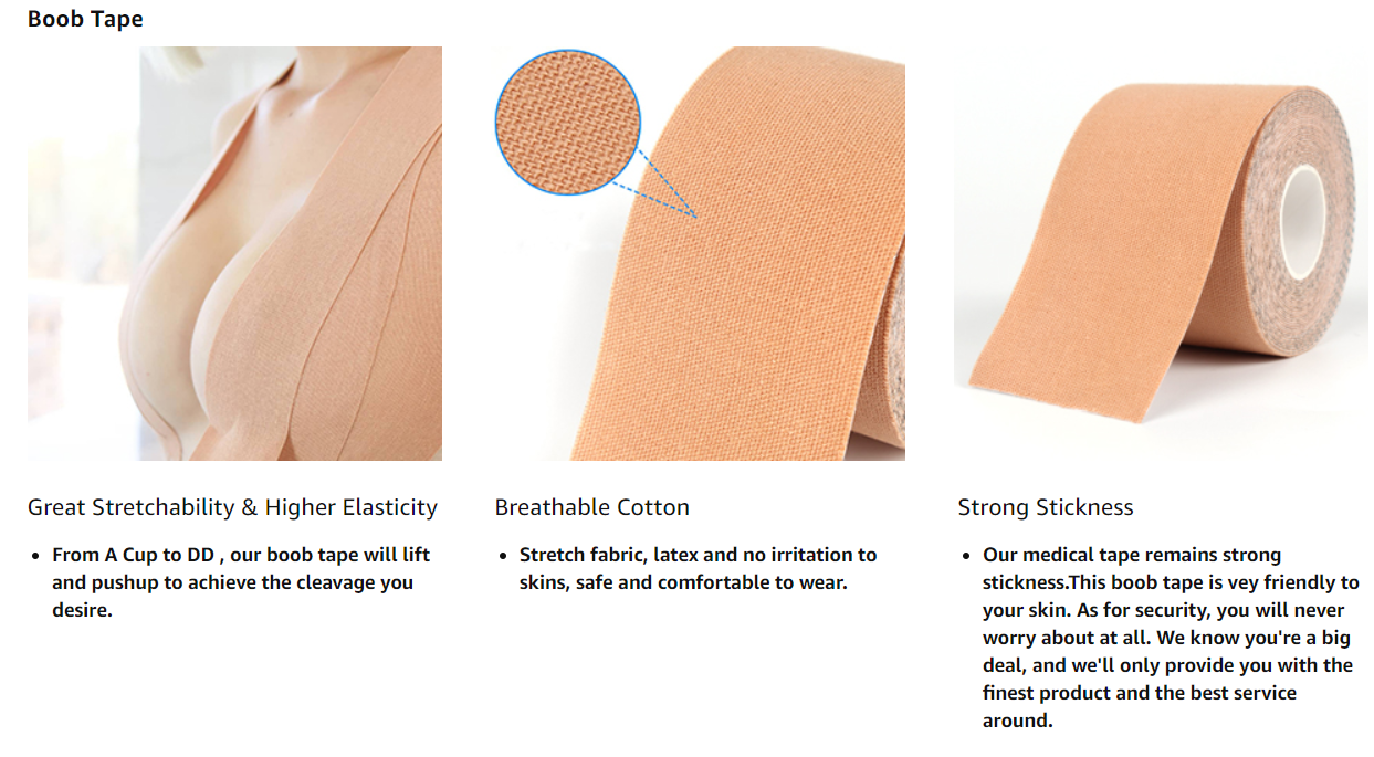 Amazon Hot Sell Elastic invisible Breast Lift Tape simple bra boob tape Waterproof Adhesive Breast Instantly Lift Up Boob Tape