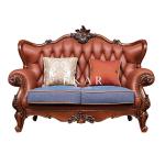 Couch Living Room Set 6 Seater Wooden Leather Sofa