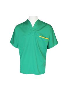China 170 GSM Twill 2/1 Hospital Green Scrubs V Neck Polyester 80% Cotton 20% wholesale