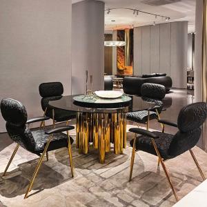 China Italian Modern Stainless Steel Deluxe Dining Table With Turntable wholesale