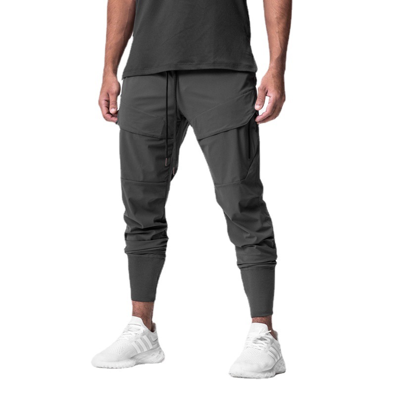 Custom LOGO Quick-Drying Fitness Cargo Pockets Pants Men Exercise Gym Joggers