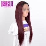 Long Straight 99j Color Virgin Hair Lace Frontal Wig