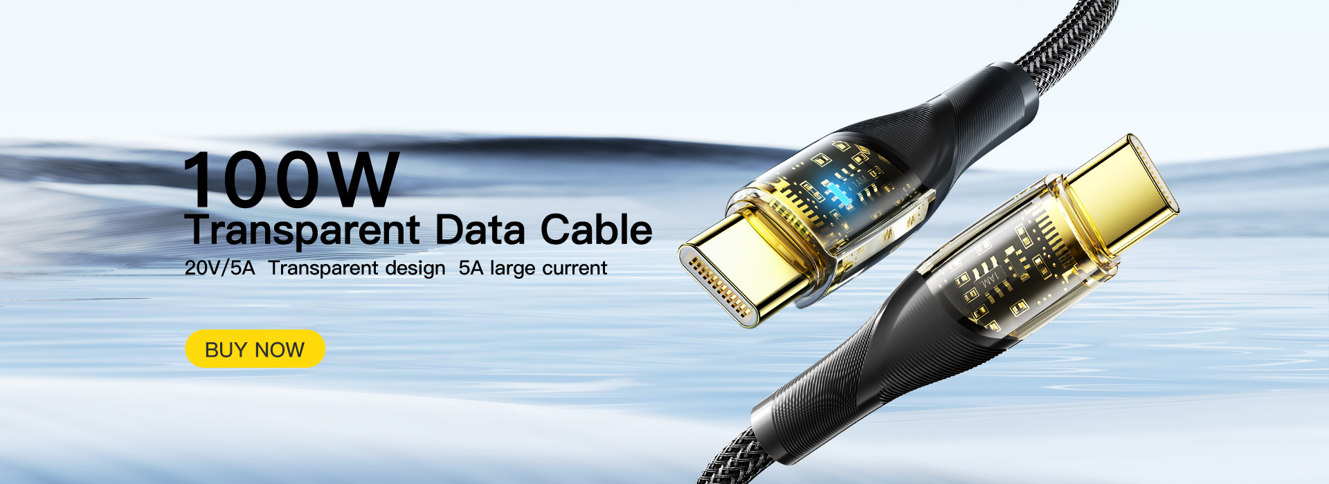 PVC Phone USB A To C Cable Transparent 100W 7A 480Mbps