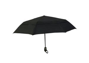 China Black Strong Foldable Travel Umbrella Double Layer For Windy Weather wholesale