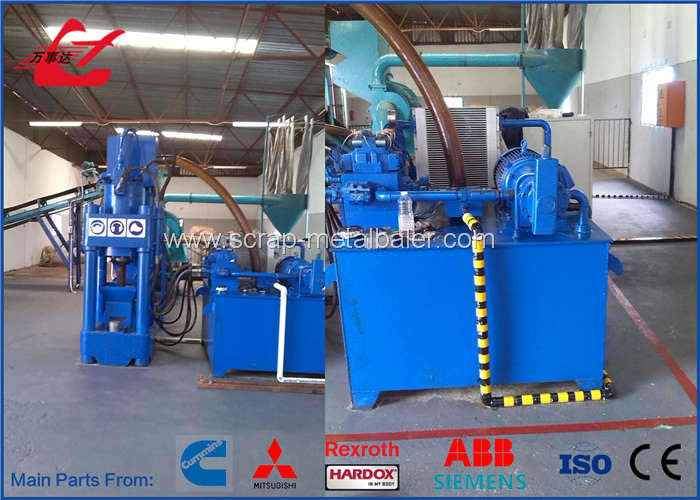 PLC Controlled Scrap Metal Briquetting Machines For Metal Chips From Turning Mill Lathe