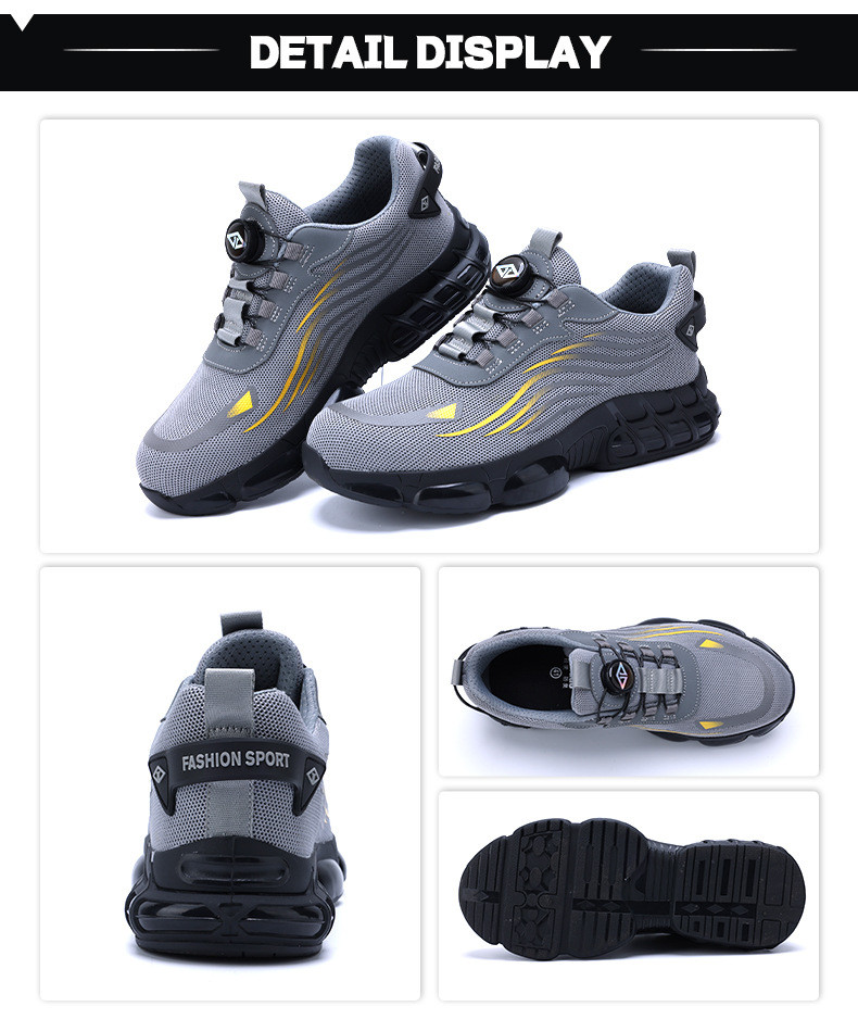 Industrial Safety Shoes Black Flying Knit Work Shoes BOA Button Safety Shoes TPU Work Shoes Midsole Kevlar
