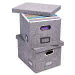 Collapsible File 210D Oxford Fabric 100% Linen Storage Boxes Grey OEM