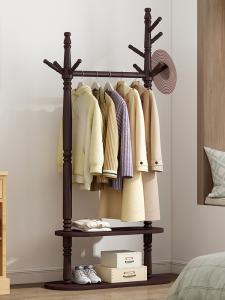 China 2 Tier Heavy Duty Modern Dress Hanger Stand Pine Wood Freestanding Clothes Rack wholesale