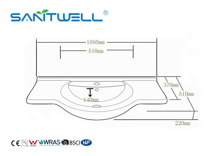Self Cleaning Glaze Ceramic Art Basin For Hotel Toilet 750 * 510 * 220mm ISO9001