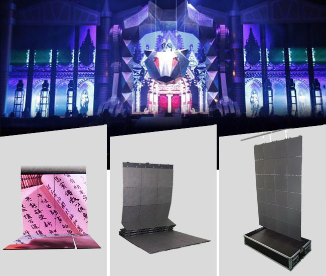 Waterproof Foldable LED Screen Curtain , High Brightness Outdoor LED Curtain Video