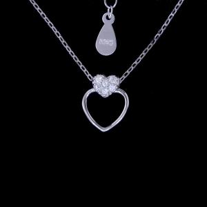 China Girls Two Heart Diamond Necklace / Real 925 Silver Zirconia Necklace wholesale