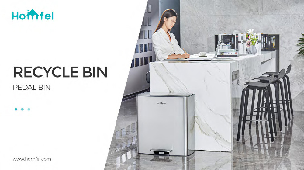 28Lx2 dual compartment trash can Soft Close Recycle Trash Bin Foot Step Trash Can For Living Room Office