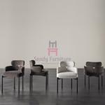 OEM Upholstered Fabric Dining Chair With Armrests In Metal Frame