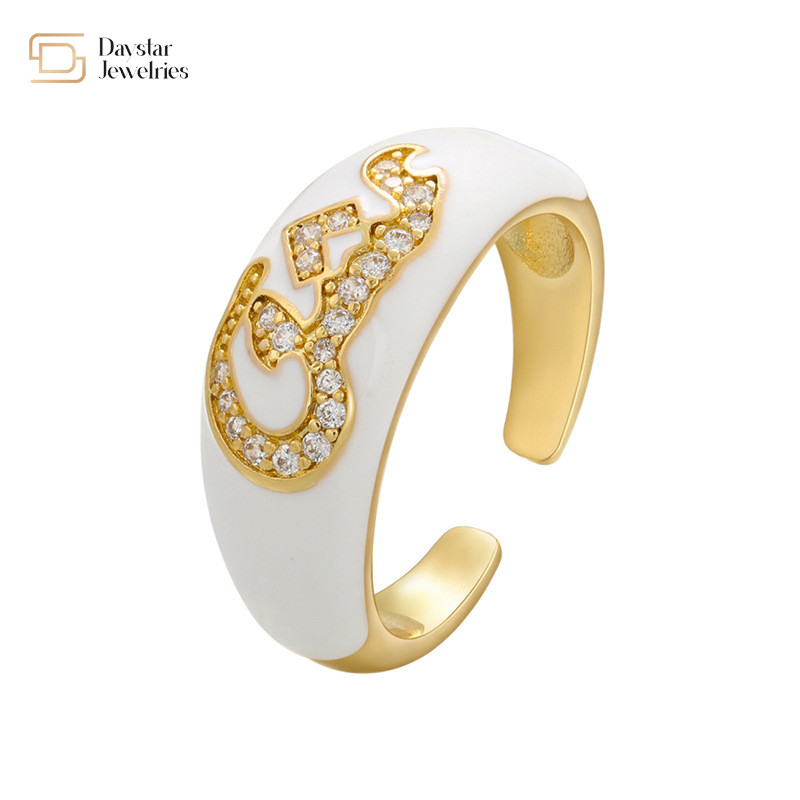 Custom Diamond Chunky Letter Rings Zircon Name Colorful Enamel Rings