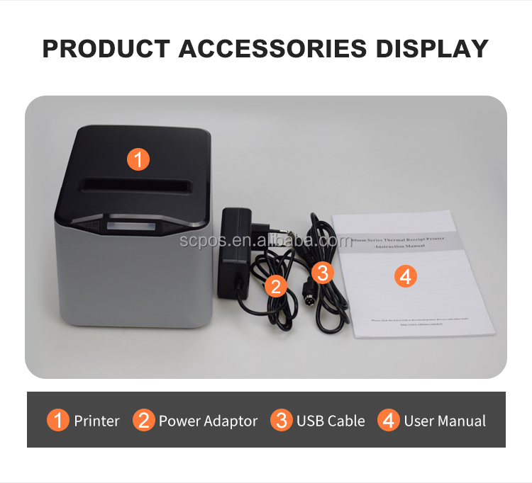 Point of Sale System 80mm Thermal Receipt Printer with Auto Cutter USB LAN Convenient