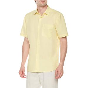 China Standard Fit Point Collar 50% Ramie Fabric Shirt Casual Men'S Cotton Short Sleeve Shirt wholesale