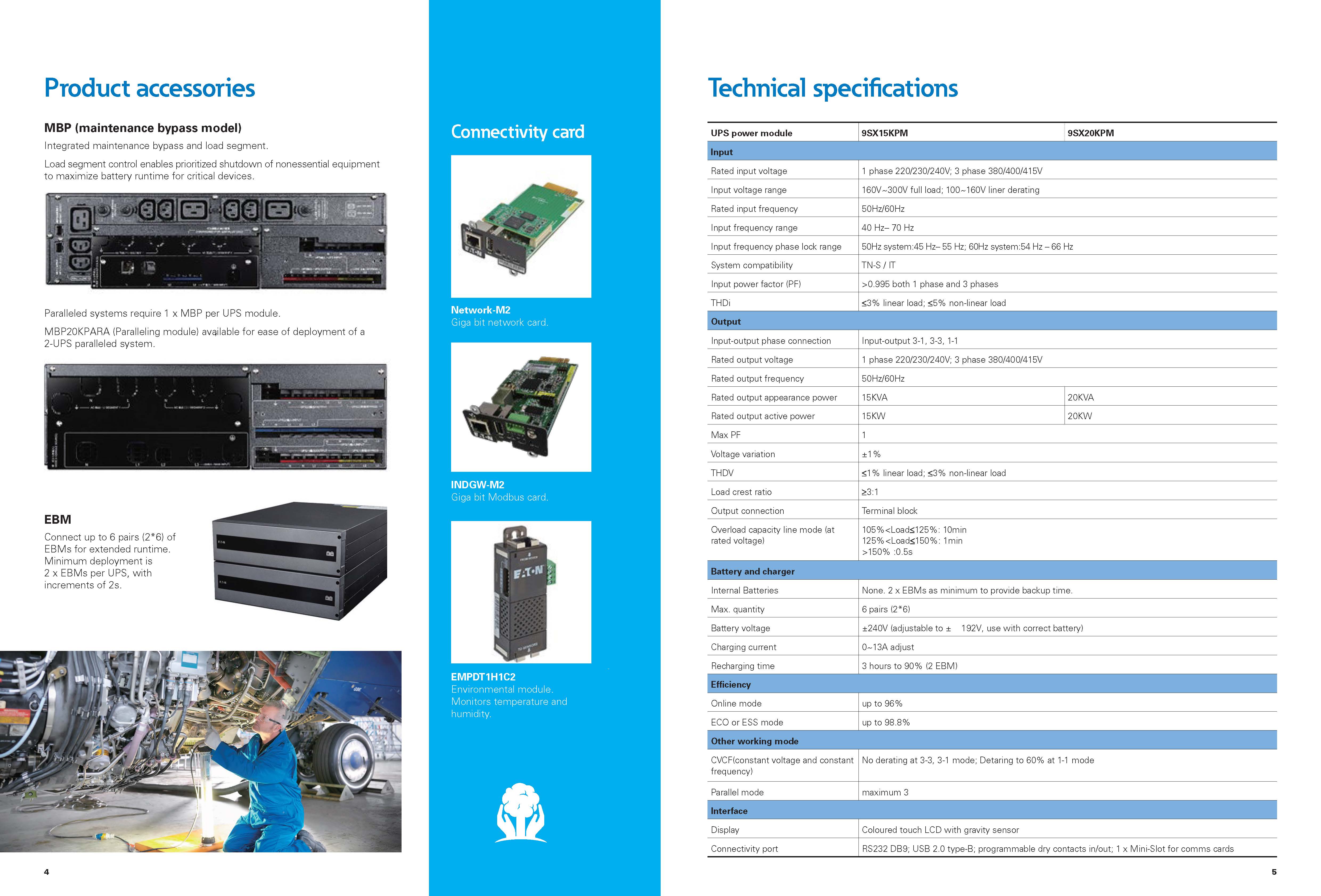 15kVA 15000VA 20000VA Eaton 9SX On-line Tower UPS Technology with 8 pcs 12V 9Ah Battery