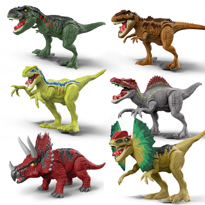 Simulation Dinosaur Toy Pressing Sound and Light Effects PVC Material Unisex Design