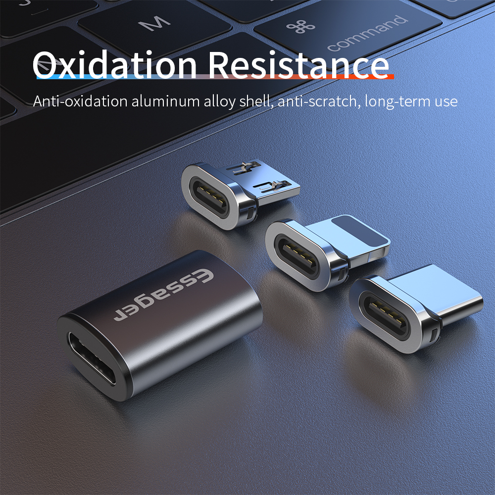 Essager 2022 Mini Magnetic Type C Female to Micro USB Type C Quick Charge Data Transmission Adaptor OTG Adapter