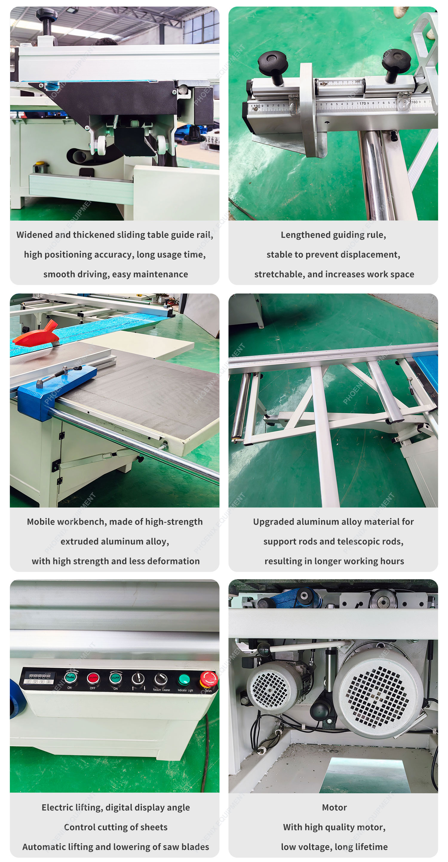 3200*425mm Sliding Table Length * Width F45N Woodworking CNC Precision Saw 45 Degree