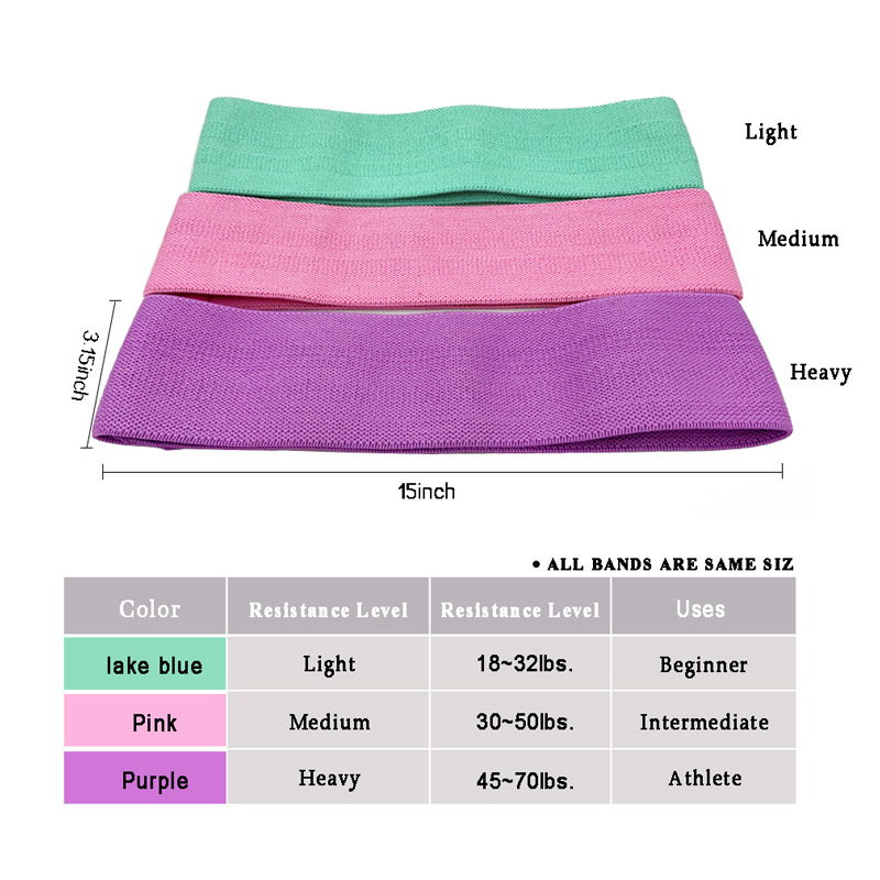 4mm Thick 18lbs Workout Fabric Resistance Bands Cotton Antitear