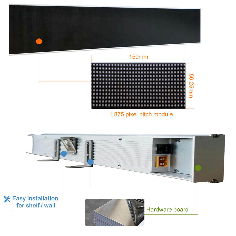 P1.2 LED Display Screen P1.8 P2 P3 Ultra Wide Digital Advertising Screen Shelf Edge LCD Display