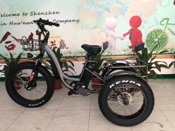 500w 48v 3 Wheel Electric Cargo Bike Tricycle For Adults 20" Cargo Fat Tire