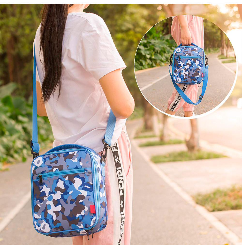 Lightweight Boys Camo Insulated Lunch Bags With Shoulder Straps