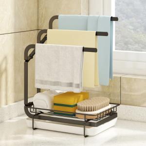 China Sponge Holder Kitchen Sink Caddy Organizer With Drain Pan wholesale