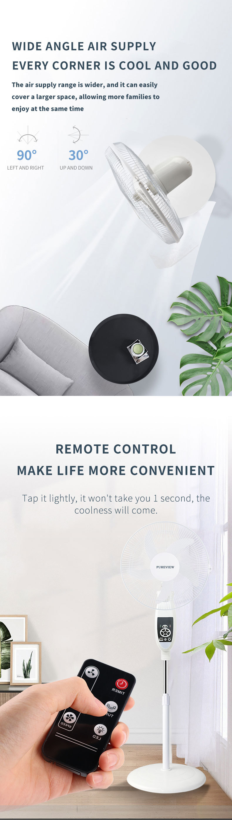 High Speed Solar Rechargeable DC Fans with Remote Control and 16 inch Electric Stand Fan
