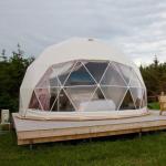 32ft Half Sphere Backyard Geodesic Dome Tent PVC Door Galvanized Steel Tubes