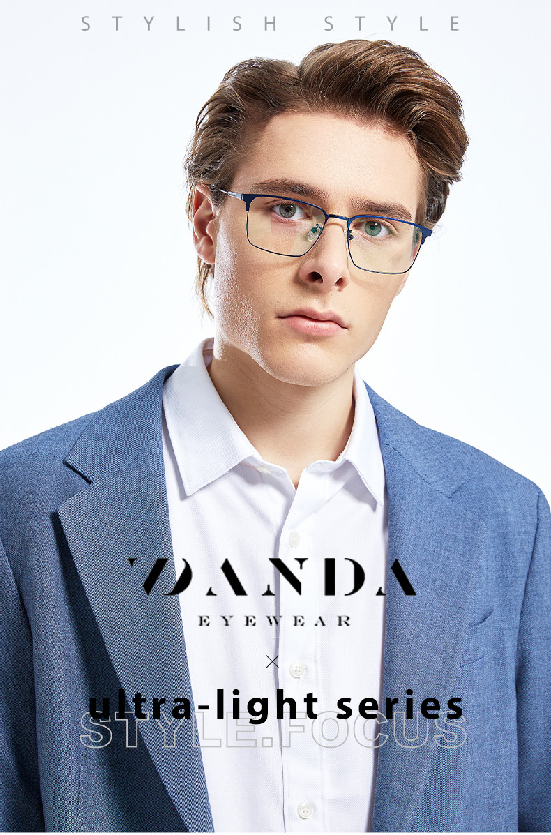 Business Bendable Titanium Frame Glasses Stainless Steel Frame Anti Scratch