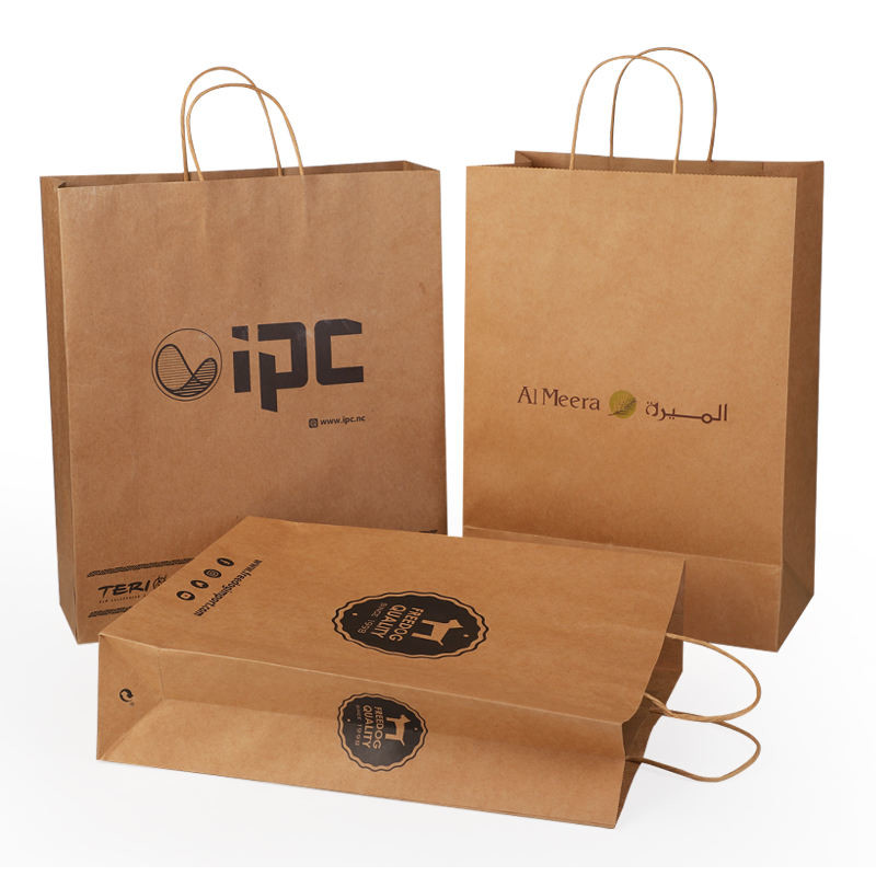 Customized Fashion Shopping Bag Take Away Food Bag Brown Kraft Clothing Paper Bag