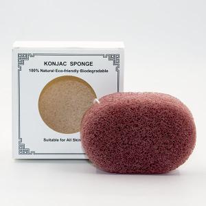 China Colorful Sakura Freeze Drying Oval Cosmetic Sponge Red Clay Konjac Sponge wholesale