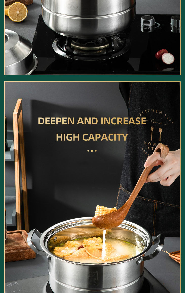 Custom Kitchen Cookware 3 layer Food Steamer Cooker Steamer Pot 304 Stainless Steel Steam Cooking Pot