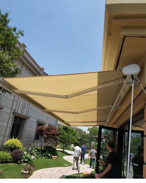 Motorized retractable Outdoor Full Cassette Folding Arm Awning
