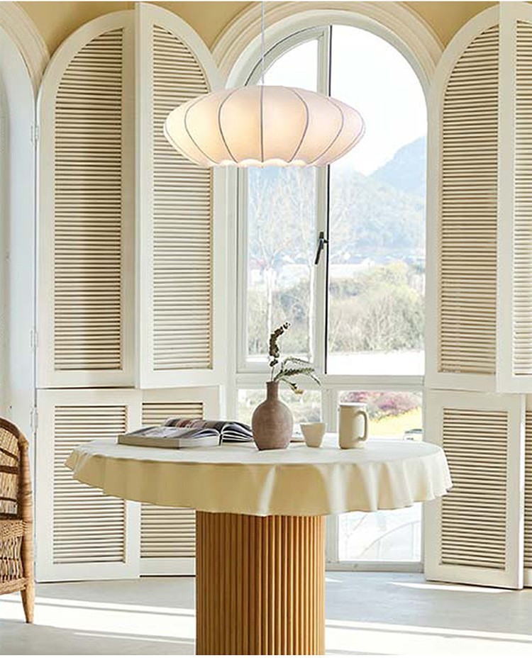 Nordic E27 Led Pendant Lights Silk Hanging Lamp Minimalism Wabi Sabi Suspend Lamp(WH-AP-564)