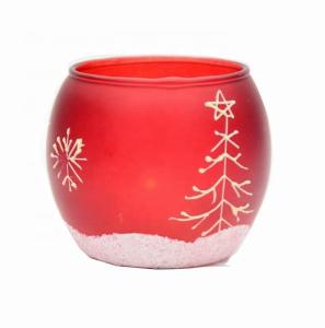 China Handpainted Christmas Snowflake Glass Cylinder Candle Holders wholesale