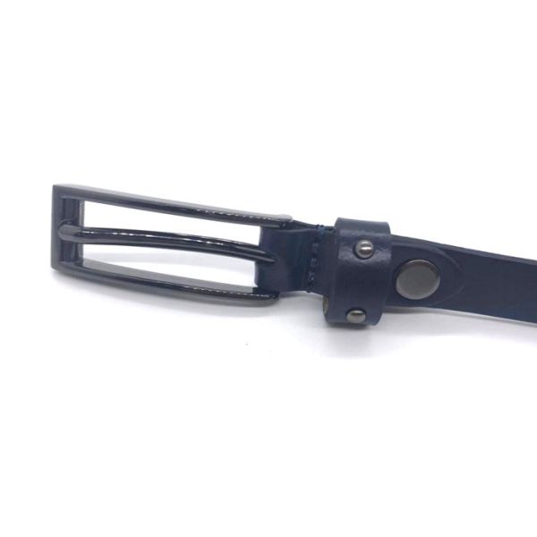 Blue Skinny Women's Fashion Leather Belts For Jean Pants / Ladies Waistband With Gunmetal Buckle