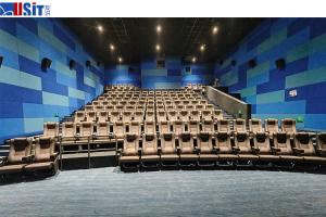 China Commercial Cinema Folding Chairs With Cupholder Fabric Foam Upholstery wholesale