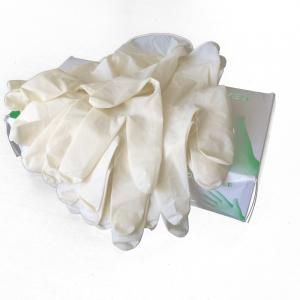 Highly Elastic Powder Free Latex Gloves Non Sterile Easy Put Cream White