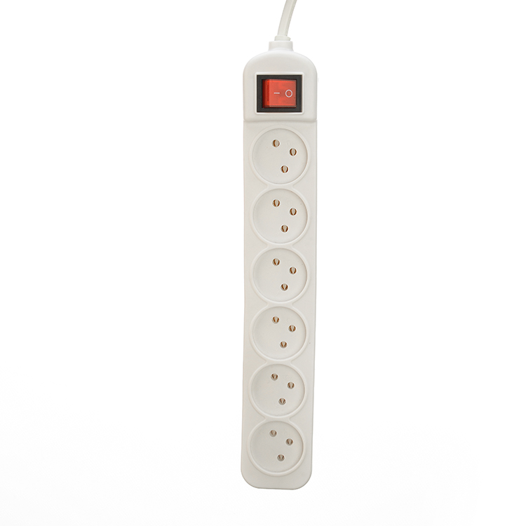 Customized Yes 5 Ways Power Strip Connected with Extension Cord Israel Industrial Surge Protector White