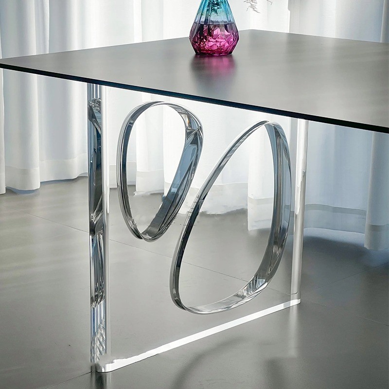 Custom T Shape Clear Acrylic Furniture Legs Plexiglass Acrylic Dinning Table Leg