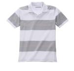 Bamboo Cotton Anti Pilling Mens Striped Polo Shirts Black White Strips Founded
