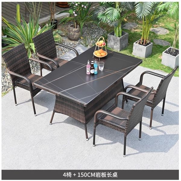 Outdoor Rattan Furniture Set Waterproof UV-Resistant Wicker Patio Table And Chairs Combination For Garden, Terrace, Courtyard, And Vacation Rental