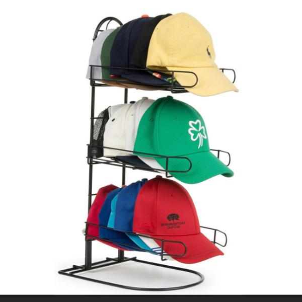 Quality 3 Tiers Baseball Cap Wire Rack Display Stands Metal Tubular Frame for sale