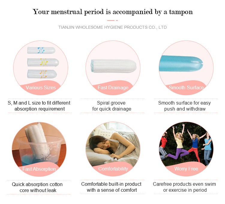 Cleaning Function Organic Cotton Tampons for Women's Menstrual Care Necessities